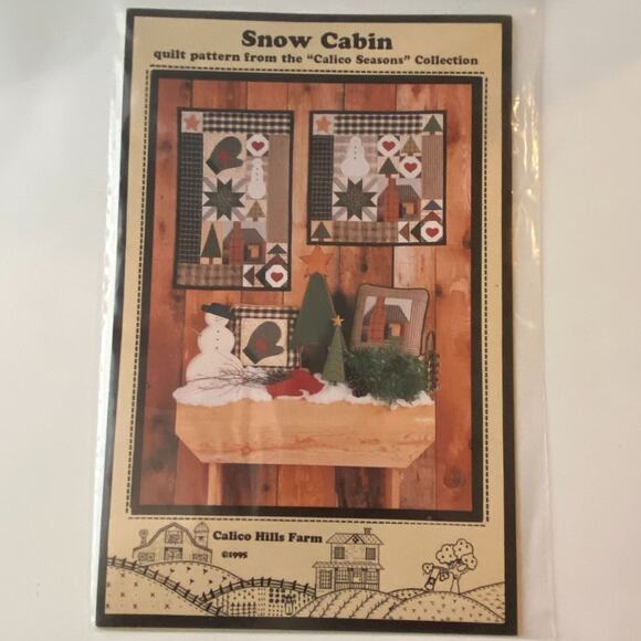 Vtg Calico Hills Farms Snow Cabin Quilt Pattern 18"x18" Sew Craft Patchwork - Picture 2 of 5